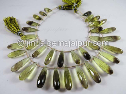 Bi Lemon Quartz Faceted Long Drops Shape Beads